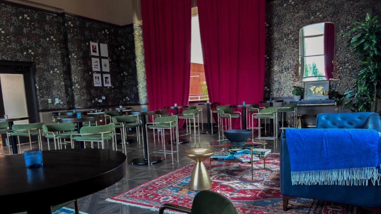 The lounge inside the Martin Marietta Center for the Performing Arts