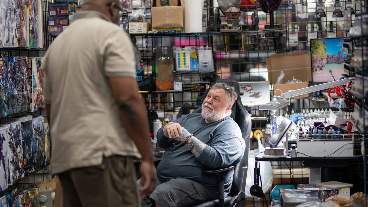 Shoppers browse a crowded collectibles store