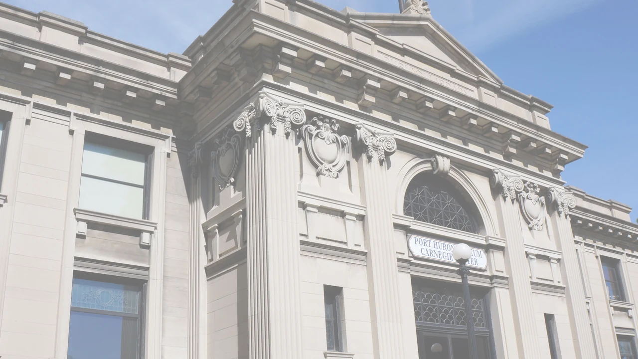 Stone facade of the Carnegie Center museum building