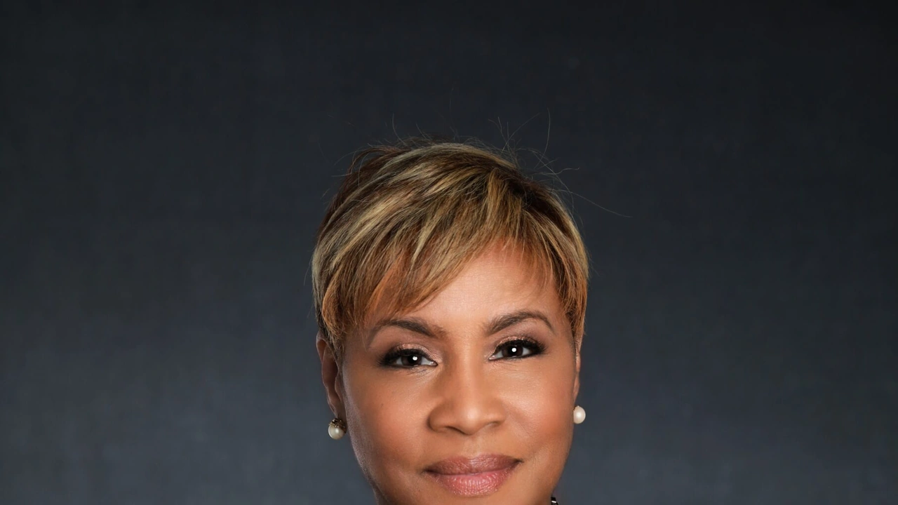 Portrait of a smiling woman with short blond hair