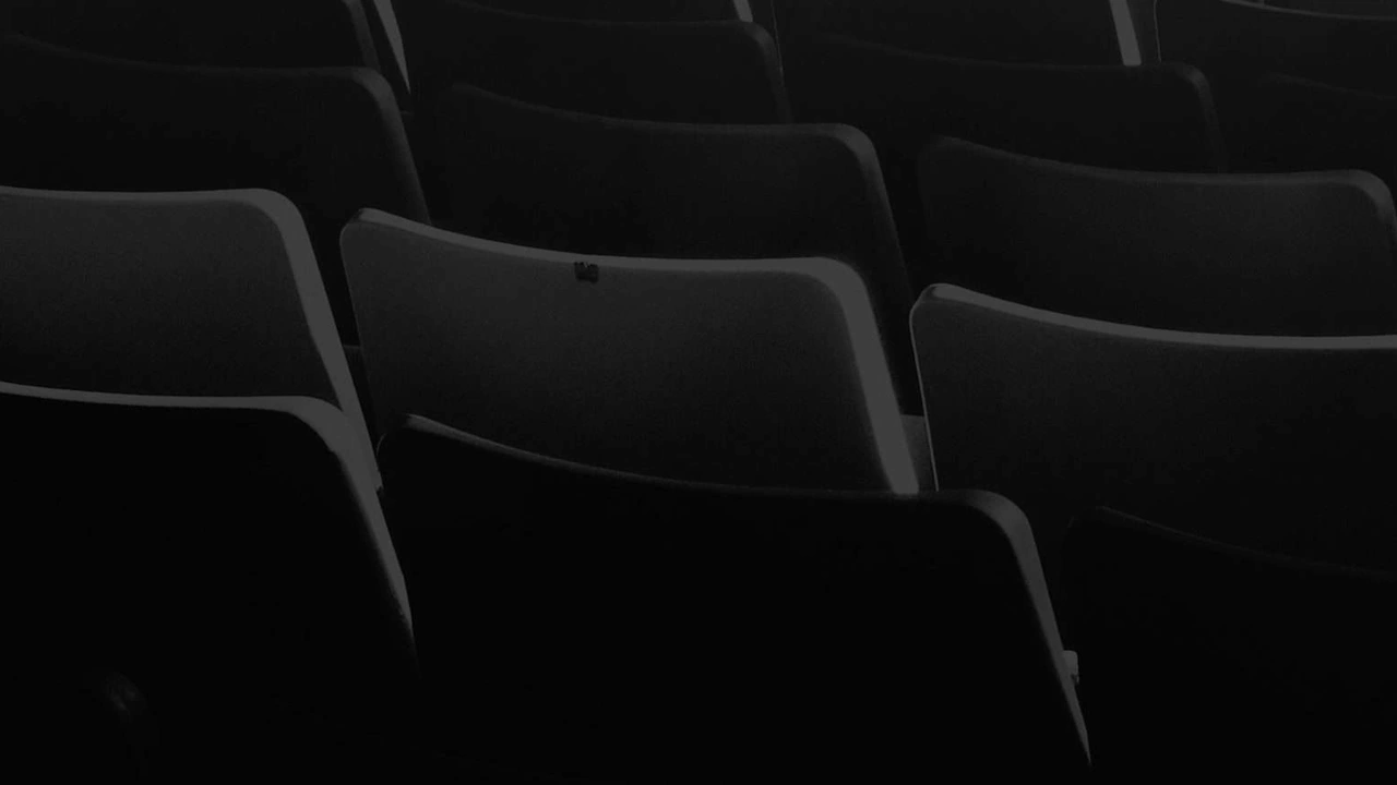 Rows of empty dark theater seats